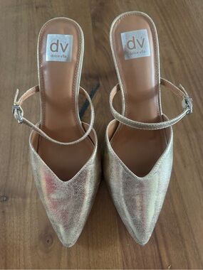 Dolce Vita Metallic Gold Pointed Slingback Mules size 9